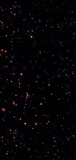 Starry night sky wallpaper for phone with colorful stars.