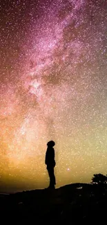 Silhouette against a starry night sky wallpaper