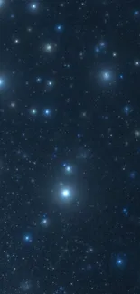 A serene starry night sky wallpaper with scattered stars and a dark blue background.