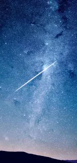 A stunning starry night sky wallpaper with a shooting star.