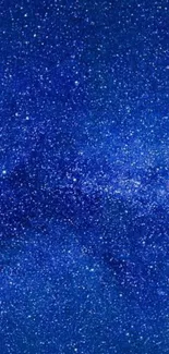 Starry night sky wallpaper with vibrant blue tones.