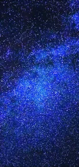 Blue starry night sky wallpaper with sparkling stars.