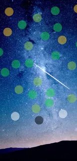 A starry night sky wallpaper with galaxy and shooting star for mobile devices.