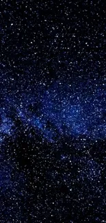 Dark blue starry night sky wallpaper with twinkling stars.