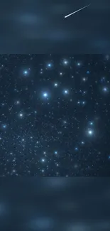 Starry night sky wallpaper with shooting stars.