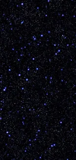 Deep space starry night sky wallpaper with blue stars.