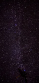 Star-filled night sky mobile wallpaper with a dark purple galaxy.