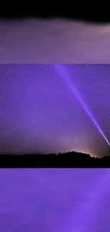 Silhouette against a starry purple night sky wallpaper.