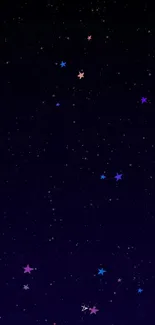 Starry night mobile wallpaper with scattered twinkling stars on a dark blue background.