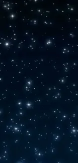 Starry night sky wallpaper with sparkling stars on a deep blue background.