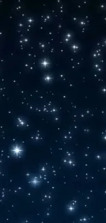 A serene dark blue night sky with many sparkling stars.