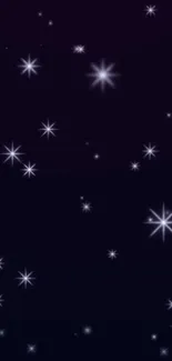 Starry night sky with glowing stars on mobile wallpaper.