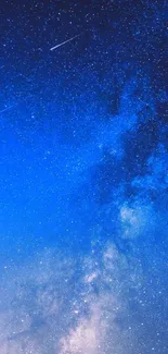 Blue starry night sky wallpaper with galaxy view.