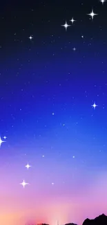 Starry night sky wallpaper with twinkling stars and vivid colors.