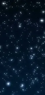 A beautiful dark blue wallpaper with sparkling stars resembling a night sky.