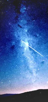 Mobile wallpaper featuring a starry deep blue night sky with a bright central star.