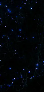 Dark blue starry night sky with twinkling lights wallpaper.