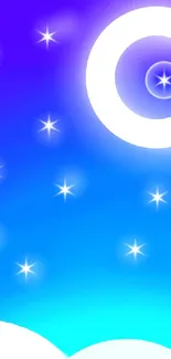 Enchanting night sky wallpaper with stars and crescent moon.