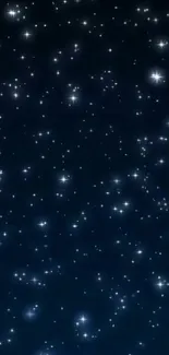 Mobile wallpaper of a starry night sky with numerous shining stars on a dark background.