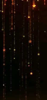 Mobile wallpaper with cascading orange stars on a dark background.