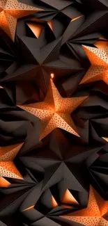 An artistic wallpaper of glowing origami stars on a dark background.