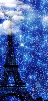 Starry night Eiffel Tower in Paris mobile wallpaper.