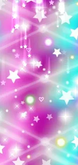 Starry pastel fantasy mobile wallpaper with colorful hues and sparkling effects.