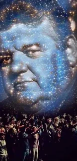 Starry tribute portrait with a cosmic theme.