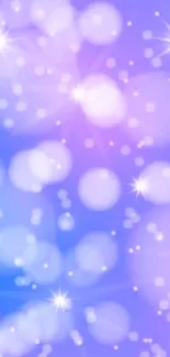 Purple bokeh and stars wallpaper for mobile.