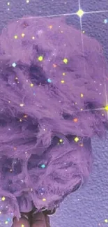 Purple cotton candy with stars wallpaper.