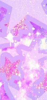 Starry purple glitter wallpaper with pastel colors and sparkling effects.