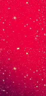 Red galaxy wallpaper with sparkling stars.