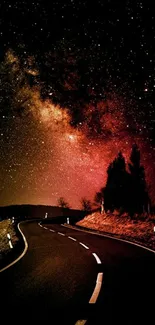 Starry night sky with a winding road.