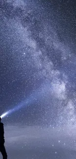 A person gazing at the starry Milky Way on a clear night.