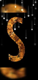 Crackled letter S with stars on black background wallpaper.