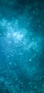 Teal galaxy with starry speckles mobile wallpaper.