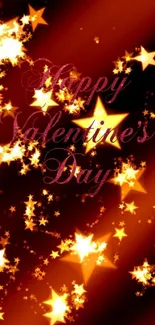 Valentine's Day wallpaper with stars glowing on a dark background.