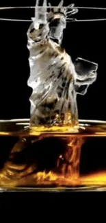 Ice Statue resembling Liberty in a whiskey glass wallpaper.