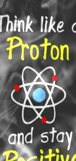 Atomic design with 'Think like a Proton' text on a dark background.