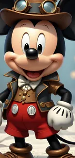 Steampunk cartoon character with a whimsical design.