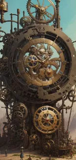 Intricate steampunk fantasy art with clockwork design.