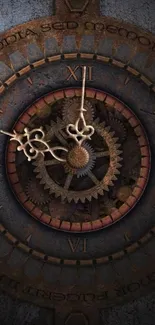 Intricate steampunk clockwork gears with a vintage aesthetic.