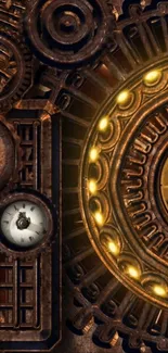 Steampunk wallpaper with intricate gears and a vintage clockwork design.