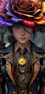 Steampunk fantasy art with vibrant colors and intricate details.