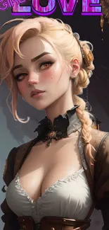 Fantasy steampunk girl art with intricate details and a dark, adventurous theme.