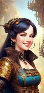 Steampunk fantasy portrait with vibrant colors and intricate design elements.