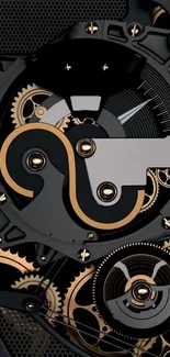 Intricate mechanical gear design wallpaper for mobile devices.