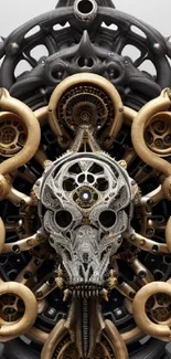 Intricate steampunk gear art wallpaper with metallic tones.