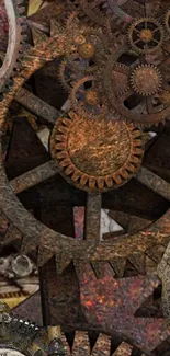 Steampunk wallpaper with intricate rusty gears.