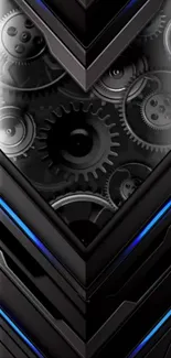 Steampunk gear design wallpaper with metallic and futuristic elements.